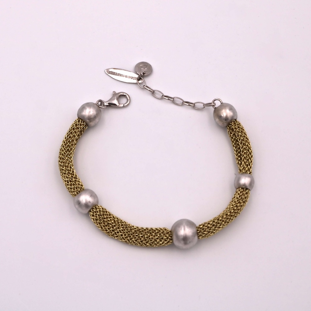 Adami&Martucci Gold Mesh Bracelet w/silver balls